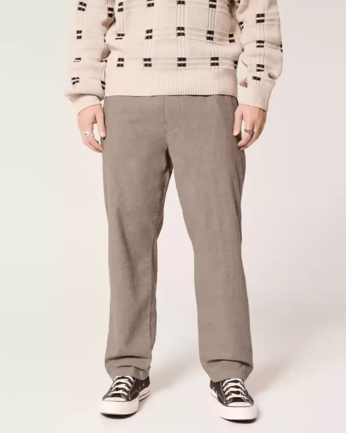Pantalones holgados de mezcla de lino Pantalones holgados de mezcla de lino