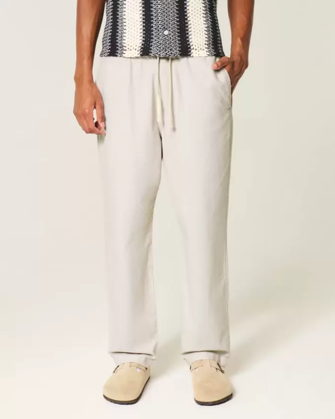 Pantalones holgados de mezcla de lino Pantalones holgados de mezcla de lino