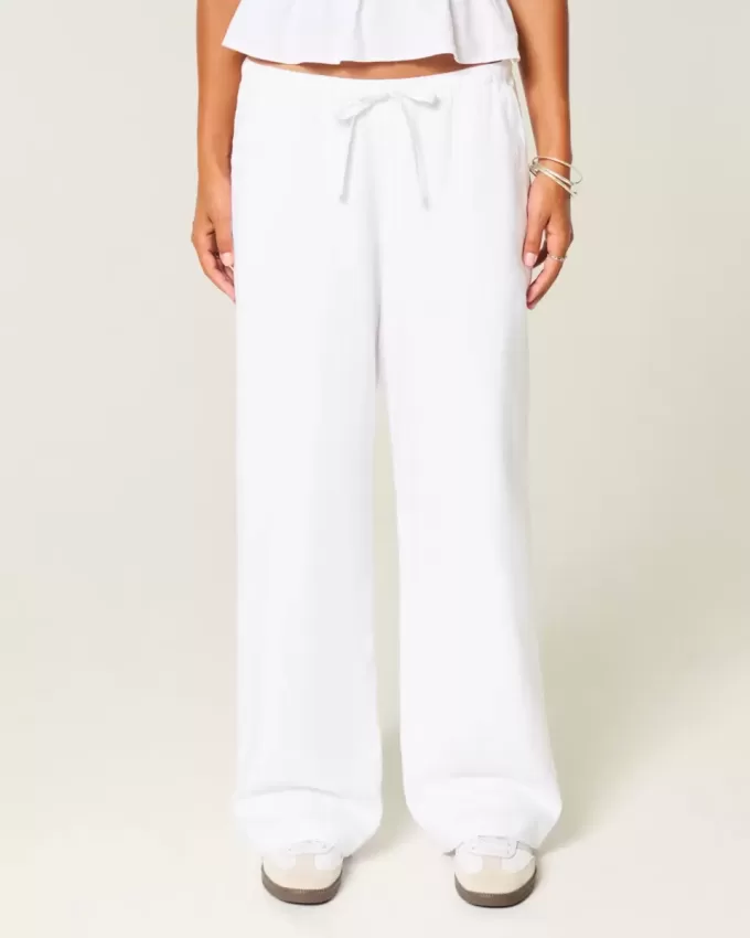 Pantalones holgados de mezcla de lino Pantalones holgados de mezcla de lino