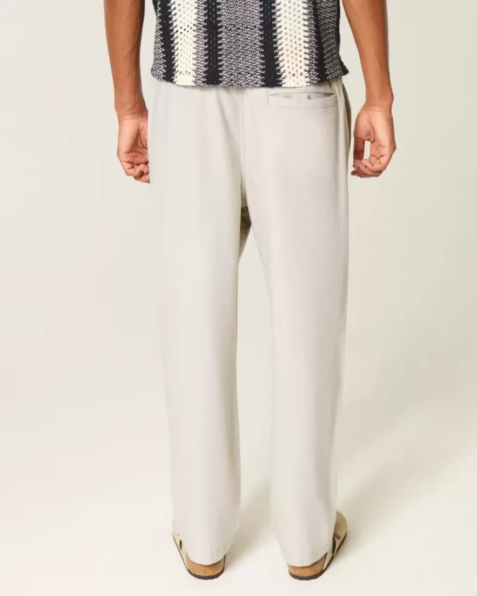 Pantalones holgados de mezcla de lino Pantalones holgados de mezcla de lino