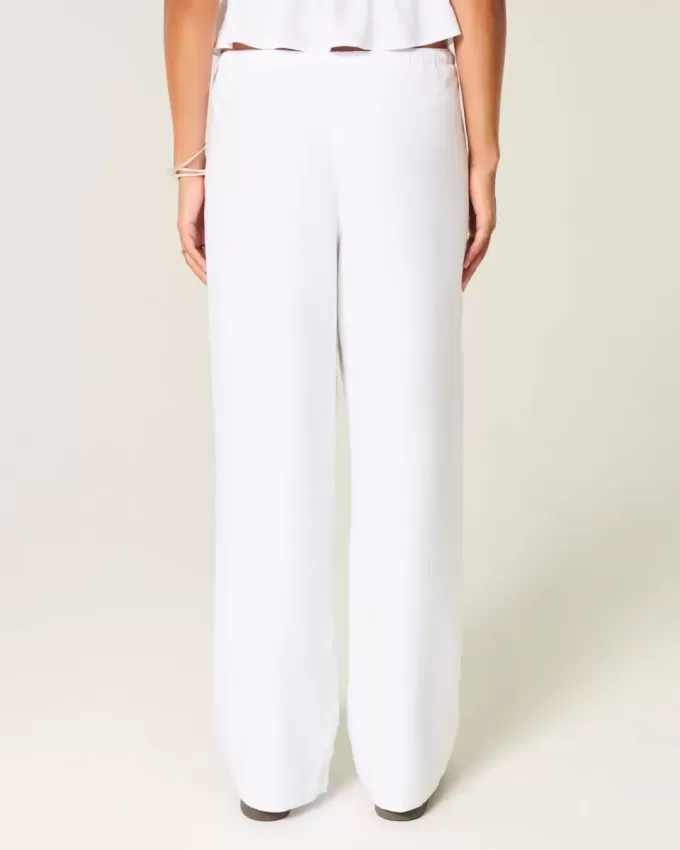 Pantalones holgados de mezcla de lino Pantalones holgados de mezcla de lino