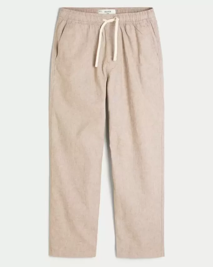 Pantalones holgados de mezcla de lino Pantalones holgados de mezcla de lino