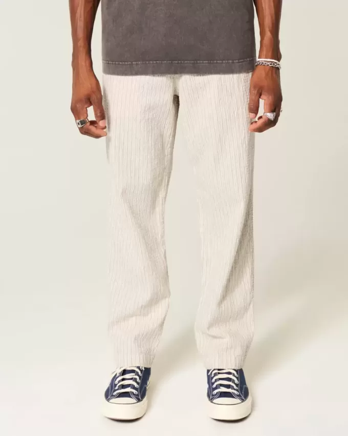 Pantalones holgados de seersucker Pantalones holgados de seersucker