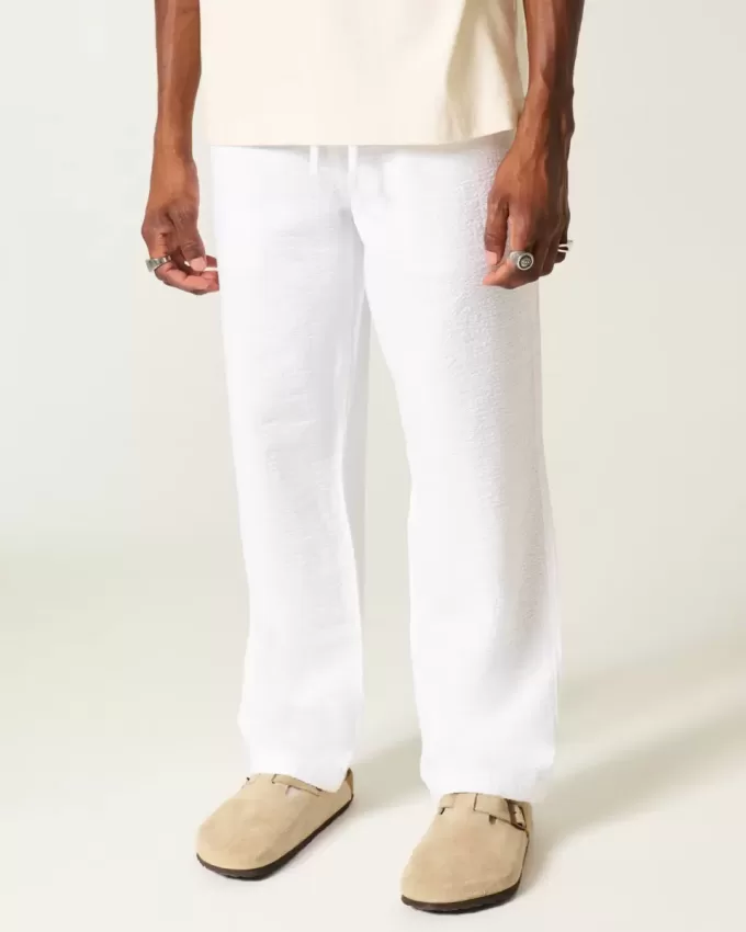 Pantalones holgados de seersucker Pantalones holgados de seersucker