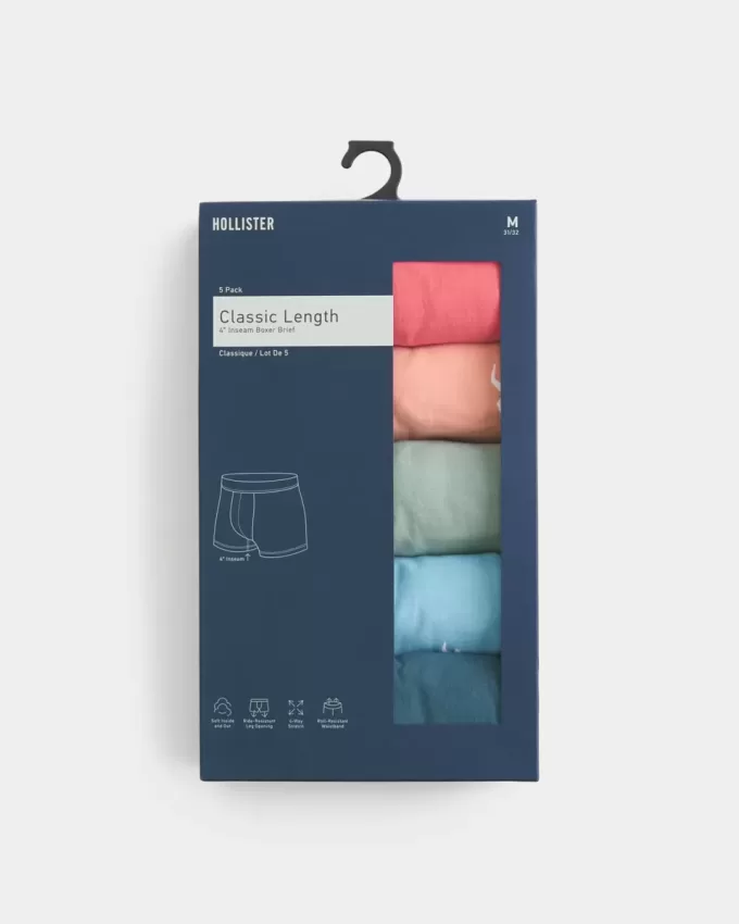 Paquete de 5 calzoncillos bóxer de longitud clásica Paquete de 5 calzoncillos bóxer de longitud clásica