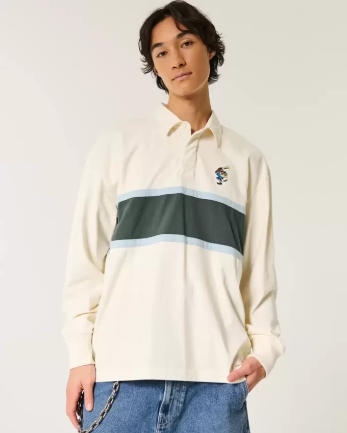 Polo de rugby cuadrado y pesado con gráfico del demonio de Tasmania Polo de rugby cuadrado y pesado con gráfico del demonio de Tasmania