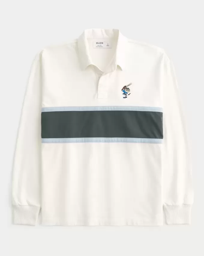 Polo de rugby cuadrado y pesado con gráfico del demonio de Tasmania Polo de rugby cuadrado y pesado con gráfico del demonio de Tasmania
