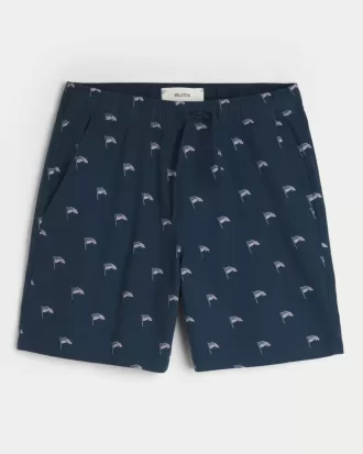 Shorts con estampado de mezcla de lino por encima de la rodilla