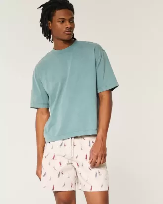 Shorts con estampado de mezcla de lino por encima de la rodilla