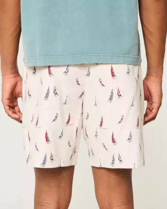 Shorts con estampado de mezcla de lino por encima de la rodilla