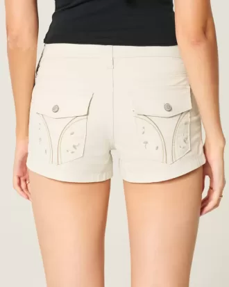 Shorts cortos de popelina con bolsillo trasero y estampado floral de tiro bajo