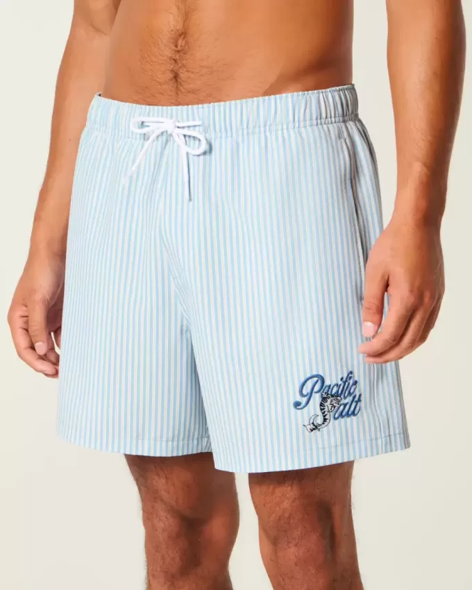 Shorts de baño de seersucker hasta la mitad del muslo Shorts de baño de seersucker hasta la mitad del muslo