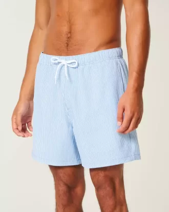 Shorts de baño de seersucker hasta la mitad del muslo Shorts de baño de seersucker hasta la mitad del muslo