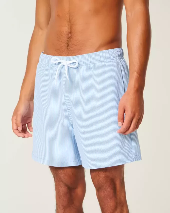Shorts de baño de seersucker hasta la mitad del muslo Shorts de baño de seersucker hasta la mitad del muslo