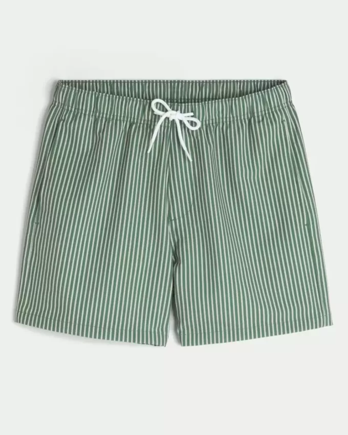 Shorts de baño de seersucker hasta la mitad del muslo Shorts de baño de seersucker hasta la mitad del muslo