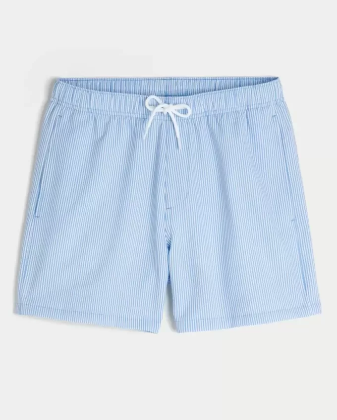 Shorts de baño de seersucker hasta la mitad del muslo Shorts de baño de seersucker hasta la mitad del muslo