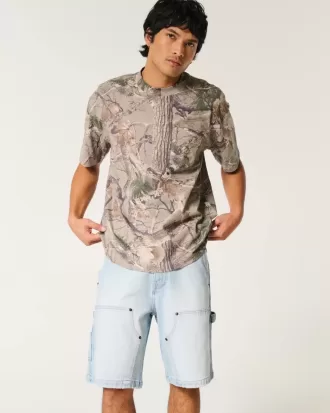 Shorts de pintor holgados de mezclilla con lavado claro