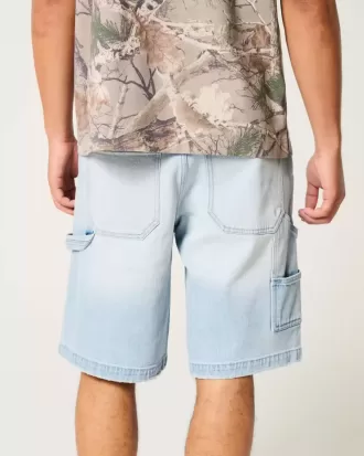 Shorts de pintor holgados de mezclilla con lavado claro