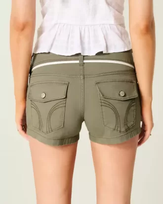 Shorts de popelina de tiro bajo con cintura con cordones