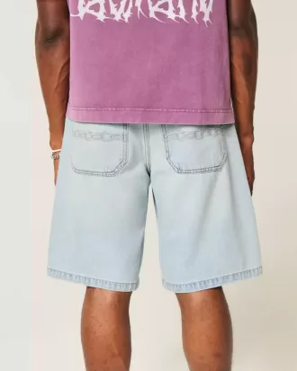 Shorts vaqueros holgados con bordado de cadena