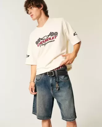 Shorts vaqueros holgados con estampado de serpiente