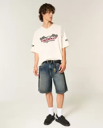 Shorts vaqueros holgados con estampado de serpiente