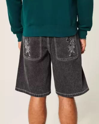 Shorts vaqueros holgados con estampado de tigre