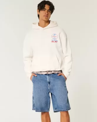 Shorts vaqueros holgados de pintor con lavado medio