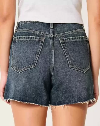 Shorts vaqueros holgados de tiro alto con lavado oscuro y curvas de 5″
