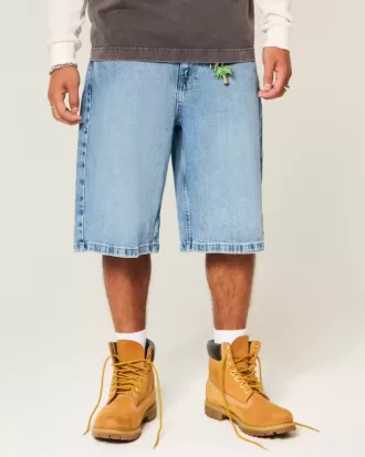 Shorts vaqueros super holgados con estampado de calavera