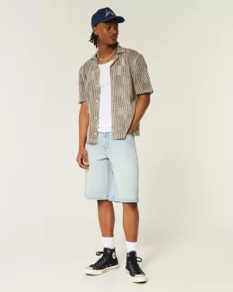 Shorts vaqueros super holgados con estampado de dados y lavado claro
