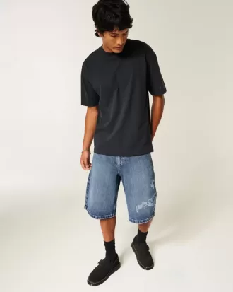 Shorts vaqueros super holgados con estampado de escorpión