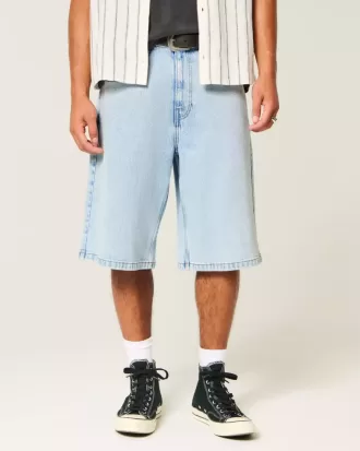 Shorts vaqueros super holgados con lavado claro