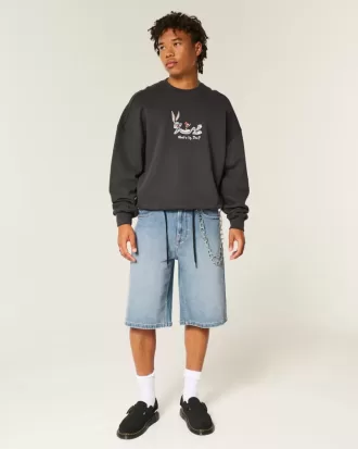 Shorts vaqueros super holgados con lavado medio