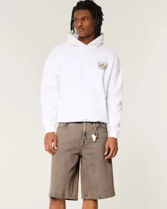 Shorts vaqueros super holgados con teñido marrón