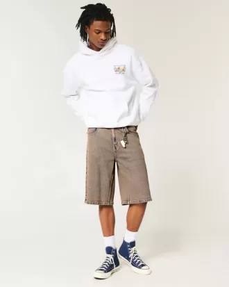 Shorts vaqueros super holgados con teñido marrón
