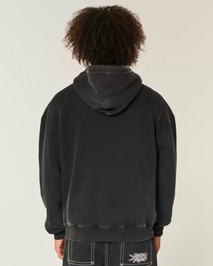 Sudadera con capucha bordada con gráfico cuadrado Sudadera con capucha bordada con gráfico cuadrado