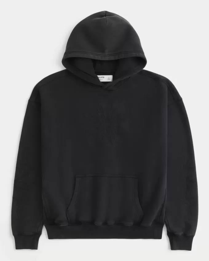 Sudadera con capucha bordada con gráfico cuadrado Sudadera con capucha bordada con gráfico cuadrado