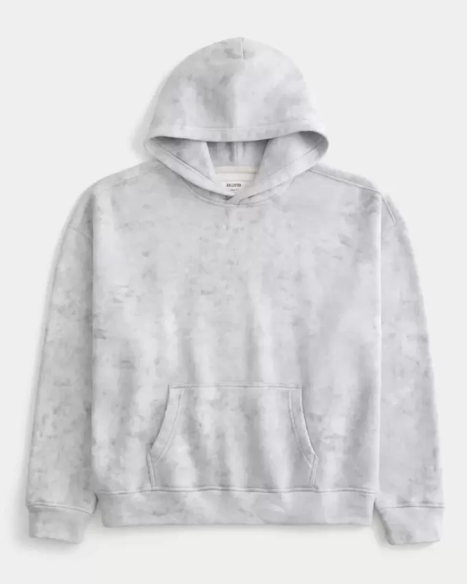 Sudadera con capucha con efecto lavado cuadrado Sudadera con capucha con efecto lavado cuadrado