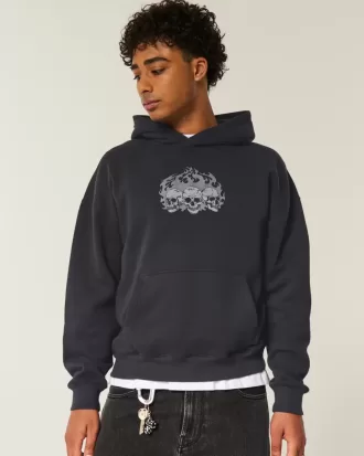 Sudadera con capucha con estampado de calavera cuadrada