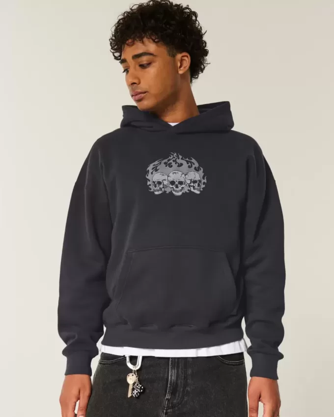 Sudadera con capucha con estampado de calavera cuadrada Sudadera con capucha con estampado de calavera cuadrada