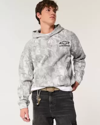 Sudadera con capucha con estampado de Chevrolet y camuflaje cuadrado
