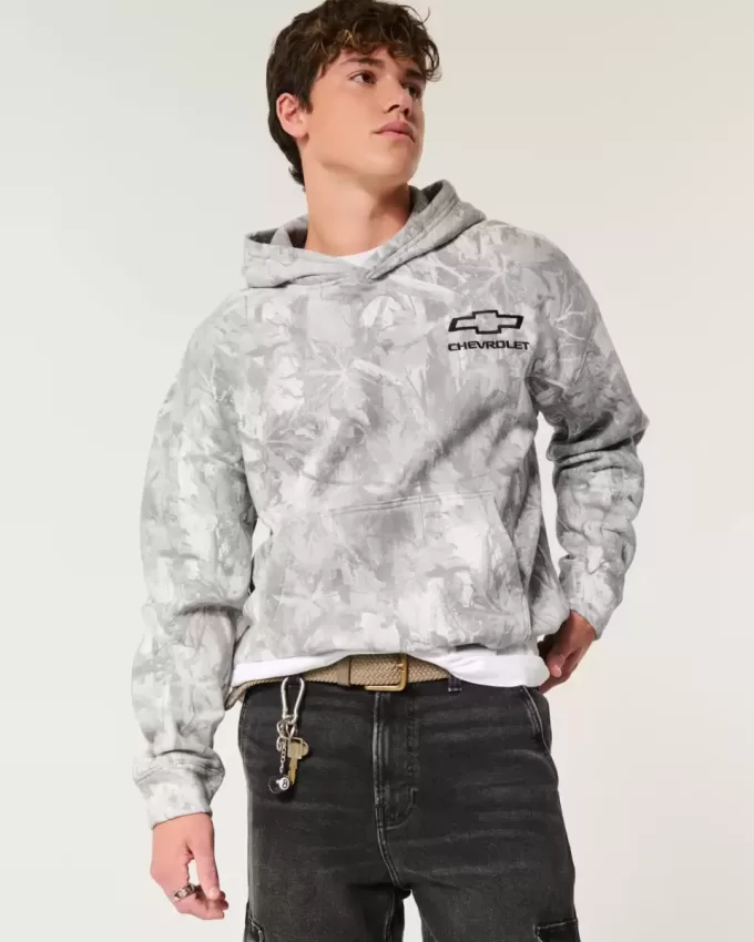 Sudadera con capucha con estampado de Chevrolet y camuflaje cuadrado Sudadera con capucha con estampado de Chevrolet y camuflaje cuadrado