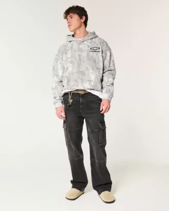 Sudadera con capucha con estampado de Chevrolet y camuflaje cuadrado