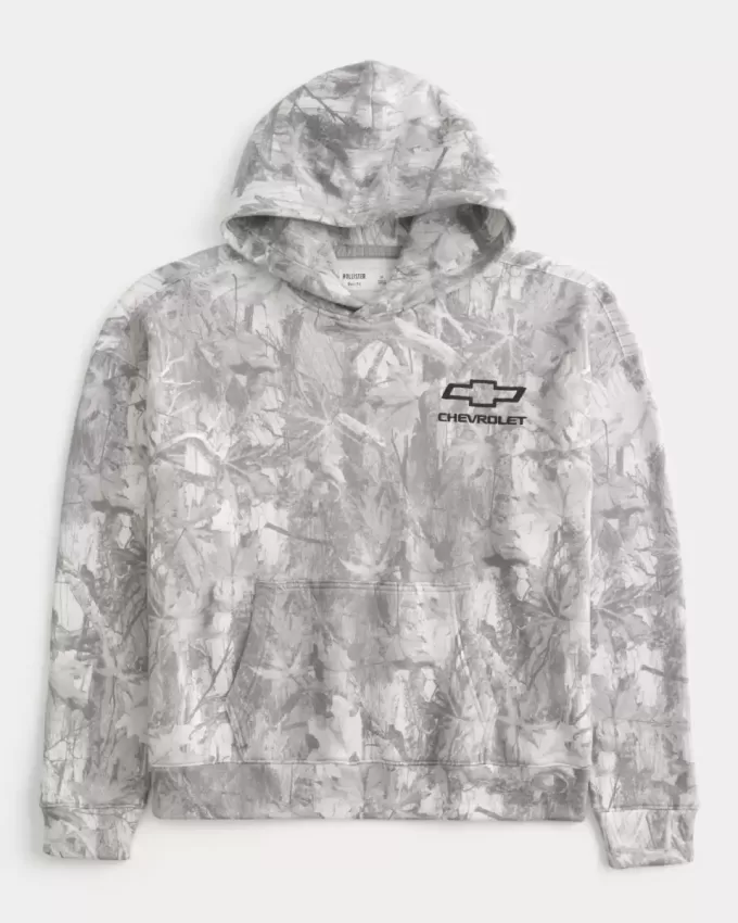 Sudadera con capucha con estampado de Chevrolet y camuflaje cuadrado Sudadera con capucha con estampado de Chevrolet y camuflaje cuadrado