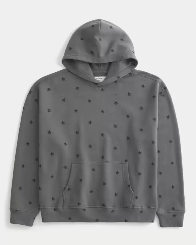 Sudadera con capucha con estampado de estrellas cuadradas Sudadera con capucha con estampado de estrellas cuadradas