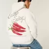 Sudadera con capucha con estampado de pimientos extra picantes Sudadera con capucha con estampado de pimientos extra picantes