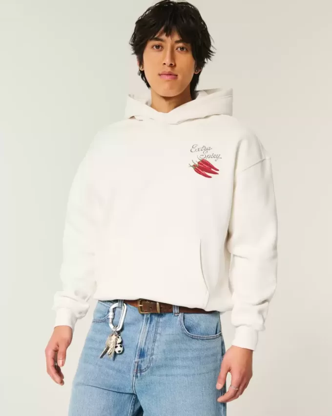 Sudadera con capucha con estampado de pimientos extra picantes Sudadera con capucha con estampado de pimientos extra picantes