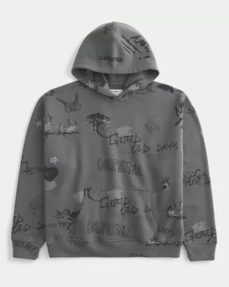 Sudadera con capucha con gráfico de grafiti cuadrado