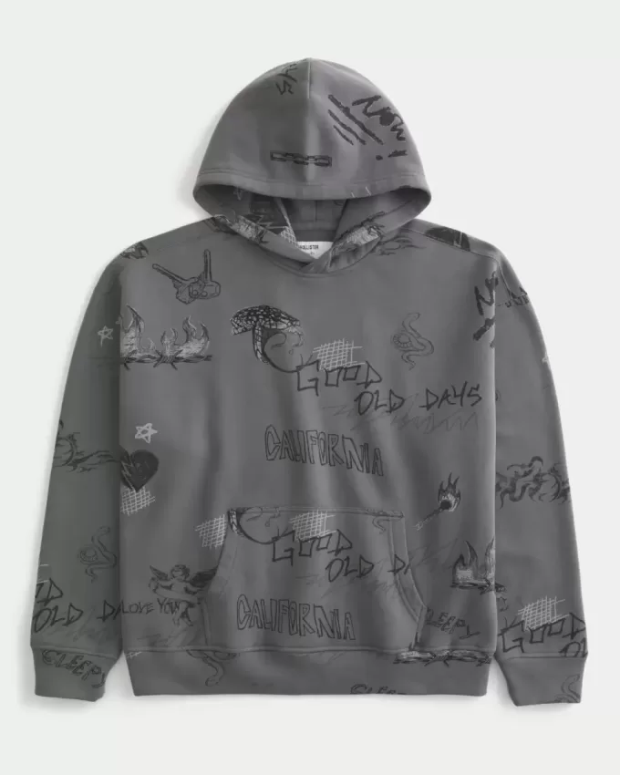 Sudadera con capucha con gráfico de grafiti cuadrado Sudadera con capucha con gráfico de grafiti cuadrado